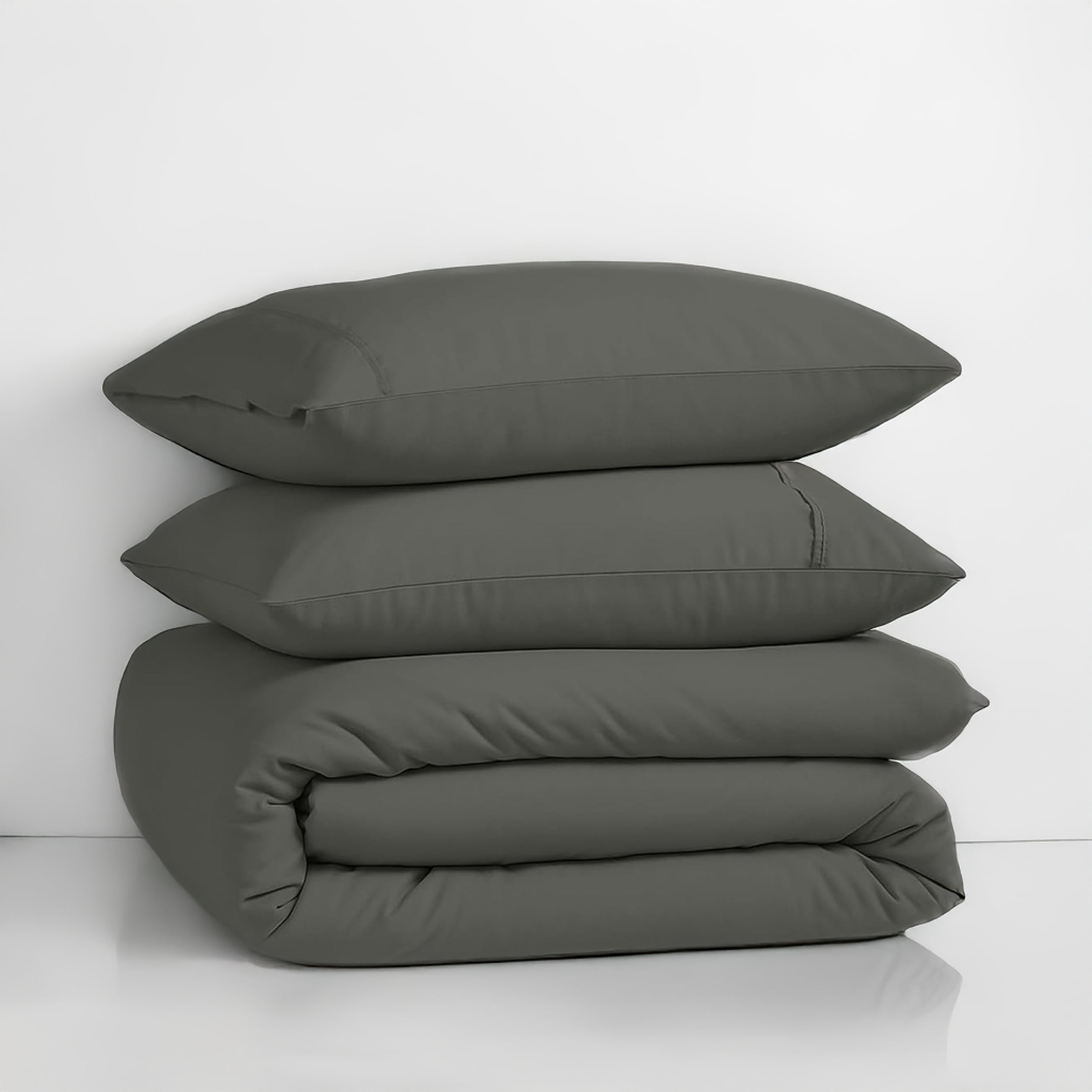 100% Organic Washed Cotton Quilt Cover Set - Charcoal